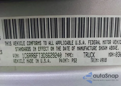 2013 Ram 1500 Express из США, поврежденный, VIN 1C6RR6FT3DS629240